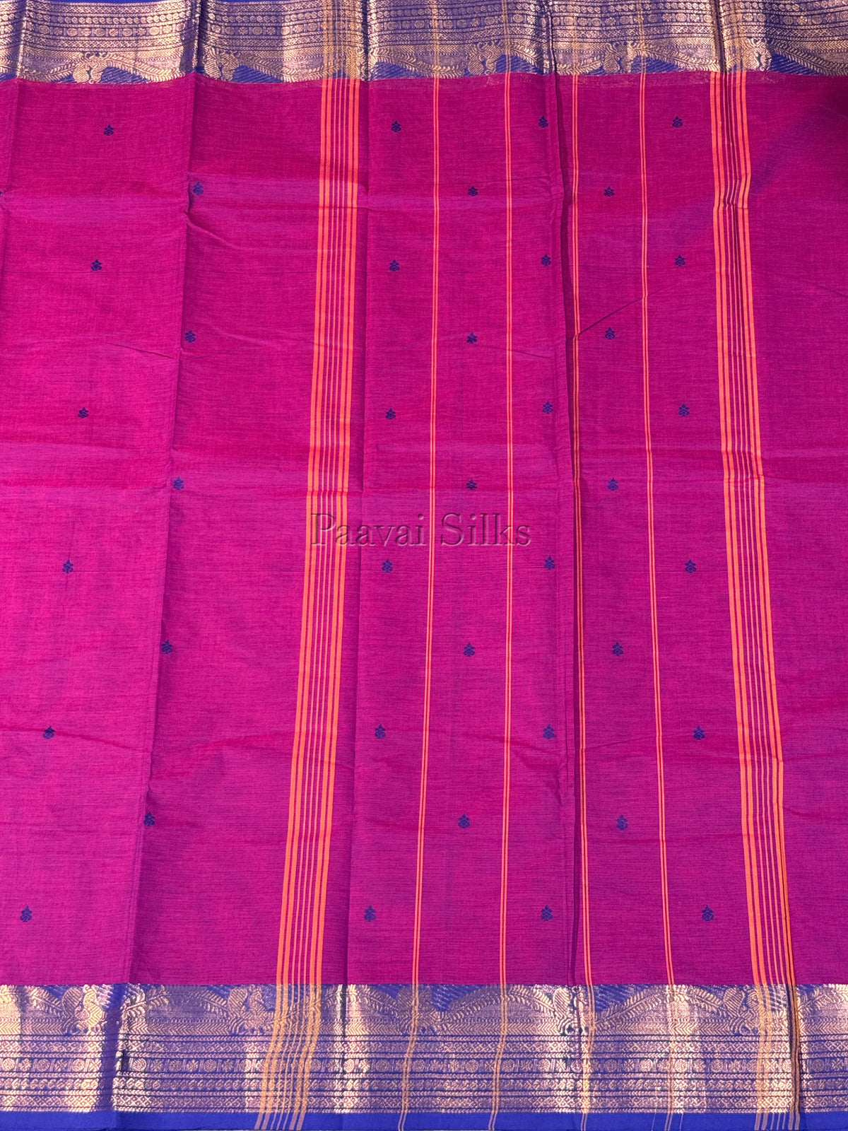Magenta Saree with Royal Blue Gold Zari Border