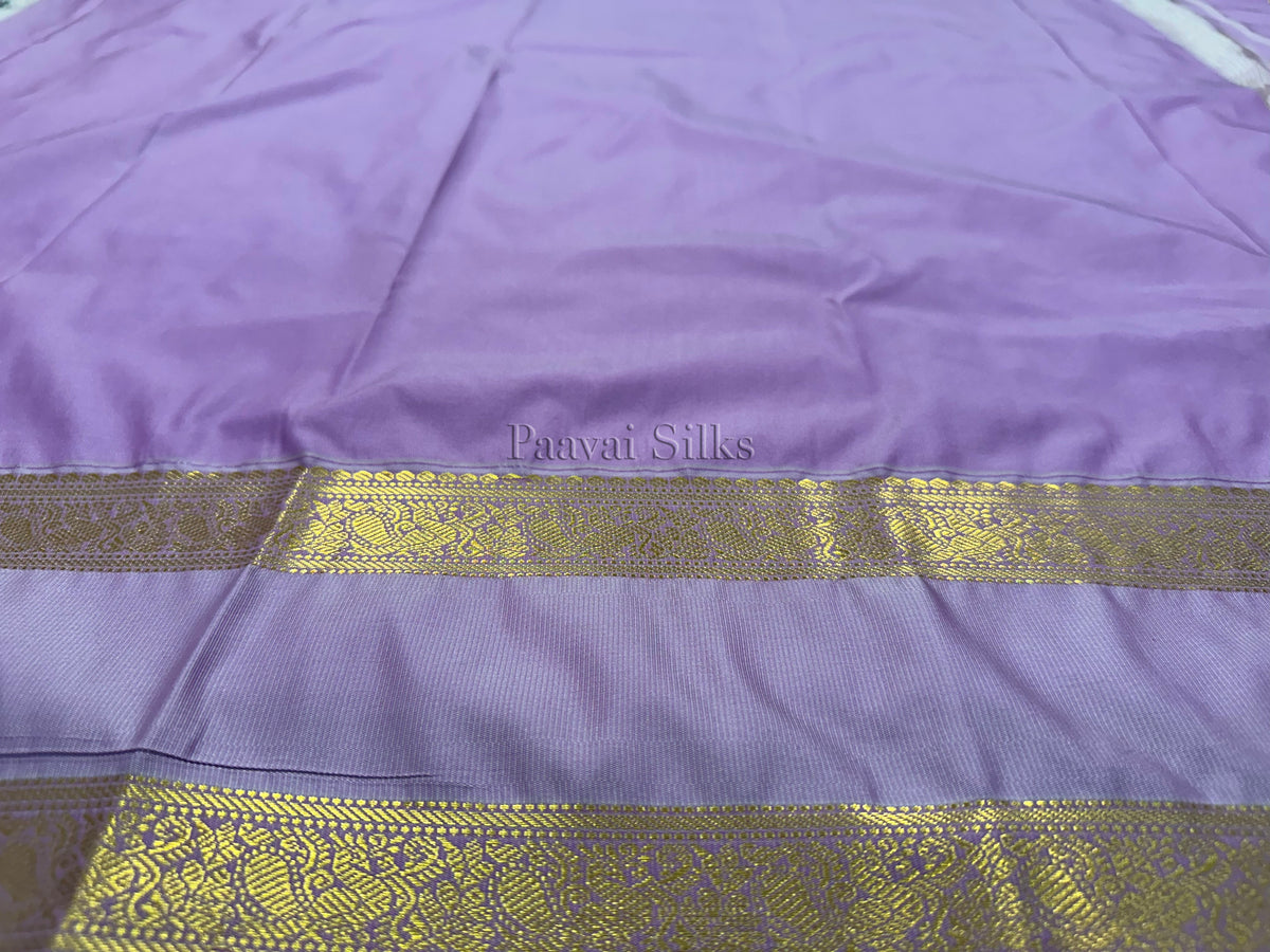 Coffee Brown Saree with Gold Zari Veldhari Design & Lavender Rettapet Border