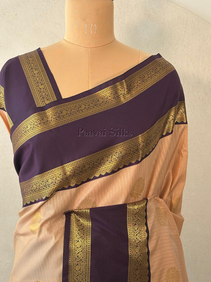 Cappuccino Saree with Purple Rettapet Border