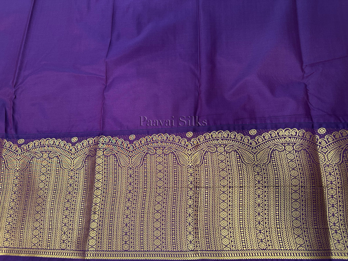 Marigold Yellow Saree with Purple Border