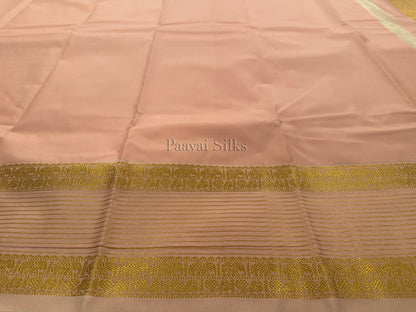 Marigold Yellow Saree with Gold Zari Veldhari Design & Peach Blossom Border