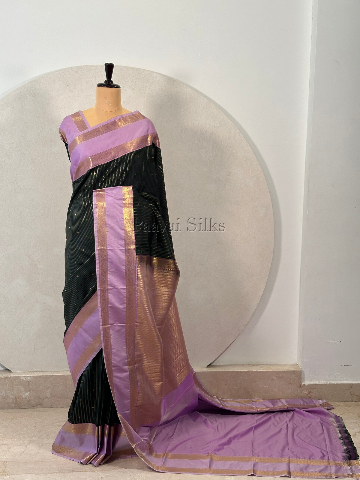 Bottle Green Saree with Lotus Pink Rettapet Border