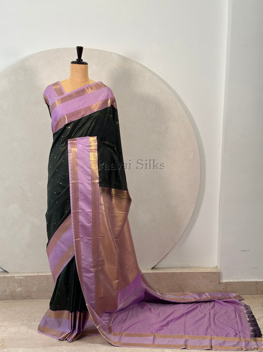 Bottle Green Saree with Lotus Pink Rettapet Border