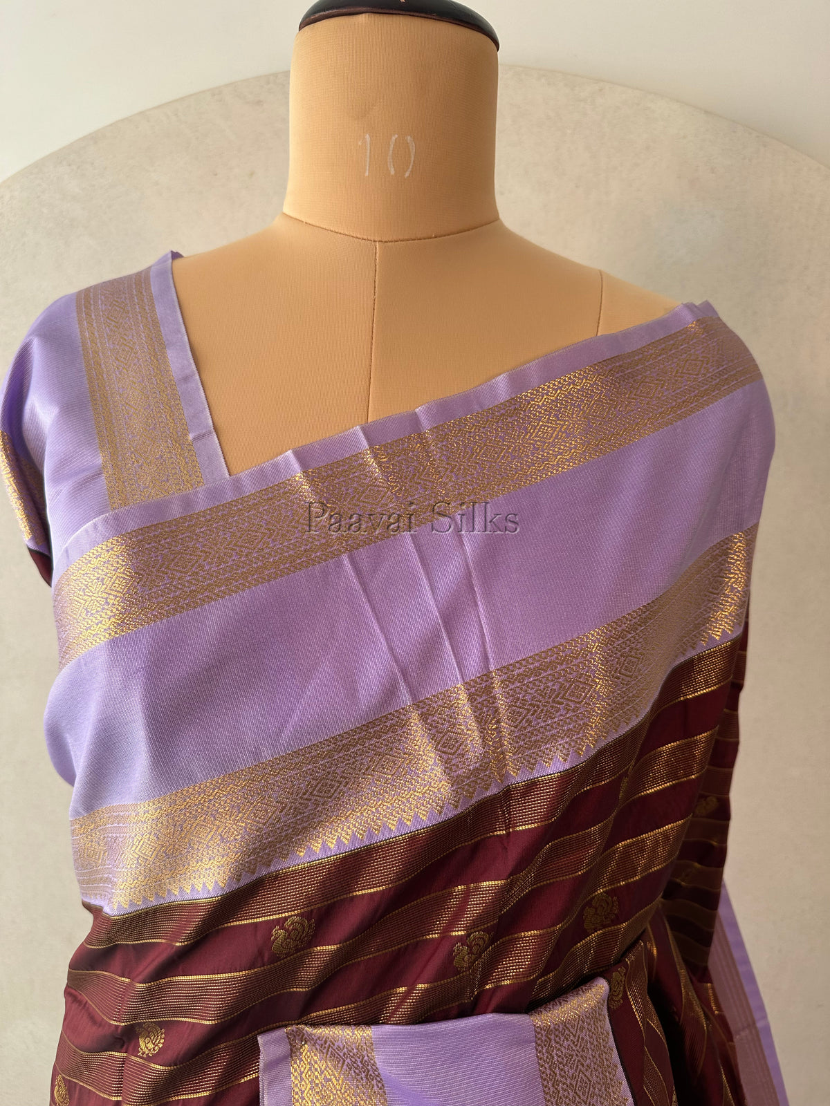 Mocha Brown Saree with Lavender Rettapet Border