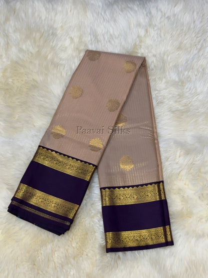 Cappuccino Saree with Purple Rettapet Border