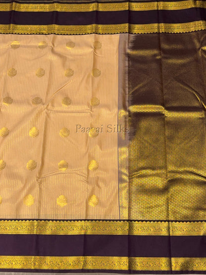 Cappuccino Saree with Purple Rettapet Border