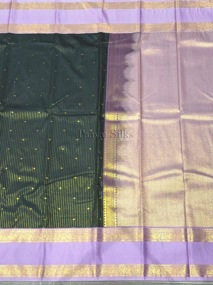 Bottle Green Saree with Lotus Pink Rettapet Border