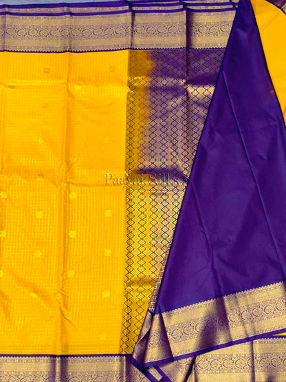 Marigold Yellow Saree with Podi Kattam & Purple Border