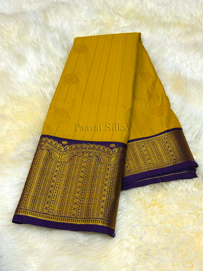 Marigold Yellow Saree with Purple Border