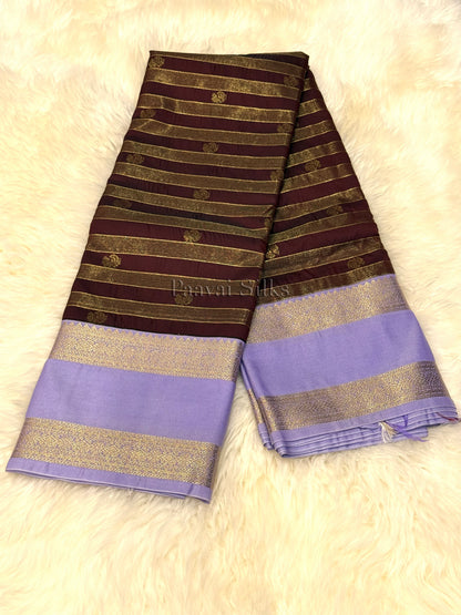 Mocha Brown Saree with Lavender Rettapet Border