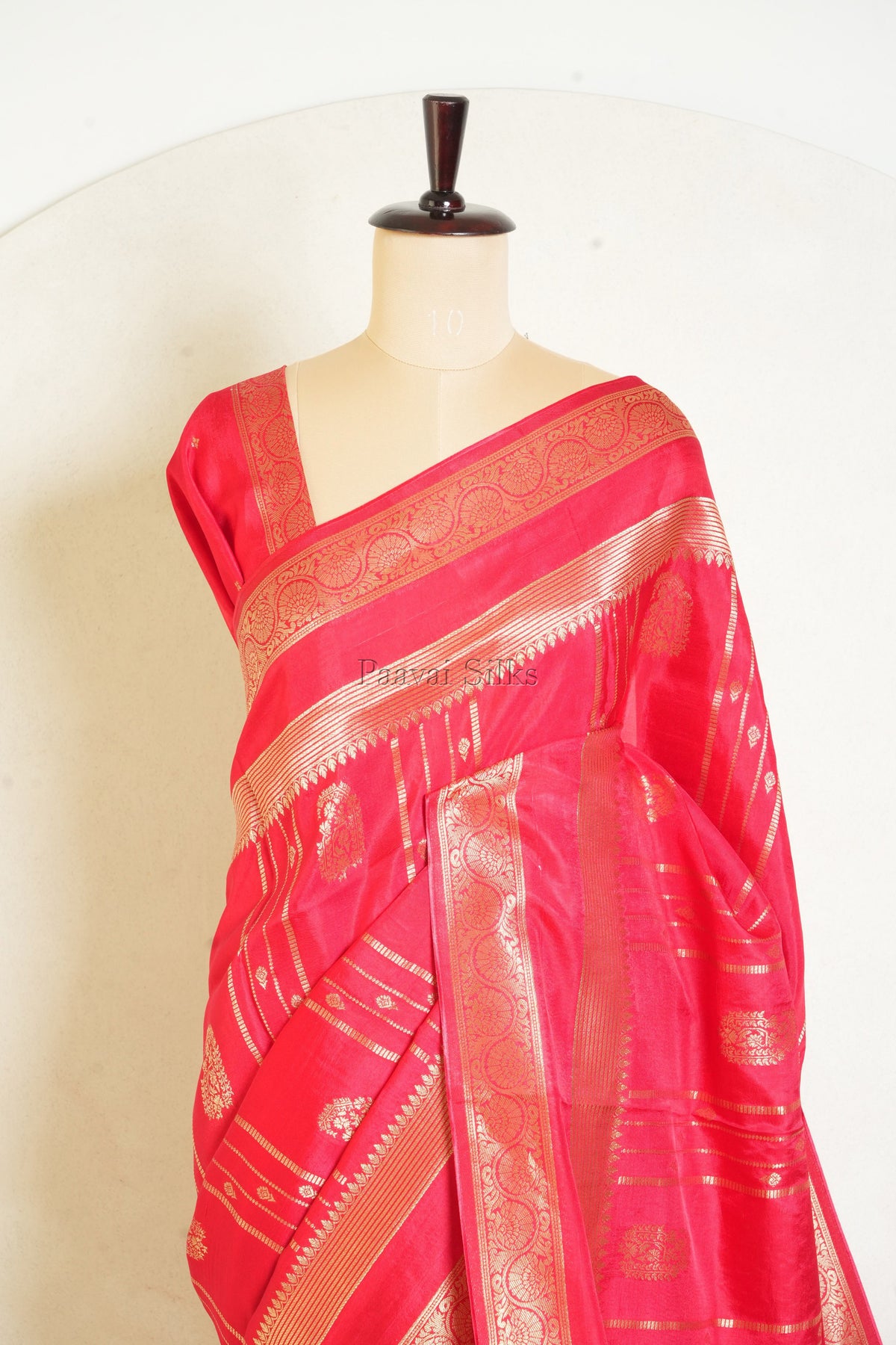 Red Semi Soft Silk Saree with Gold Zari Rettapet Border