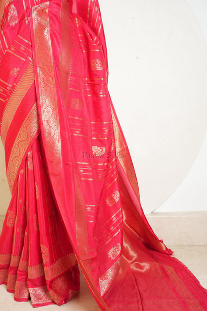 Red Semi Soft Silk Saree with Gold Zari Rettapet Border