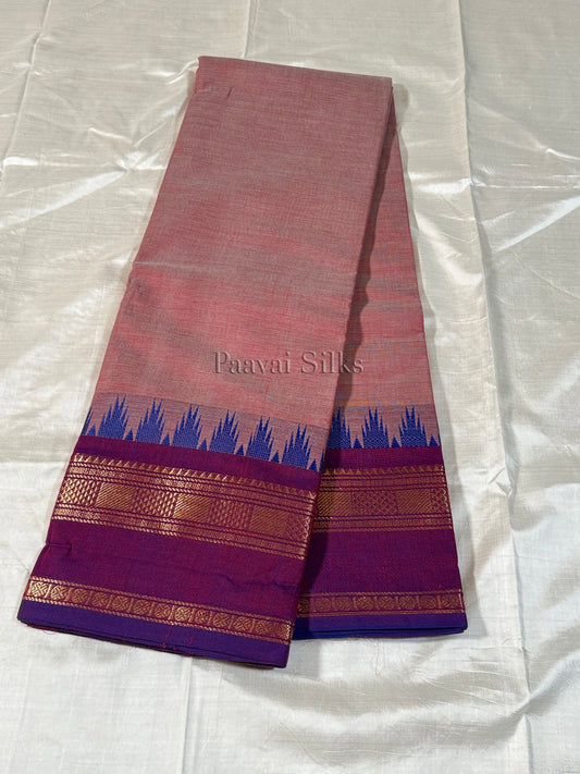 Dusty Rose Saree with Magenta & Purple Zari Border