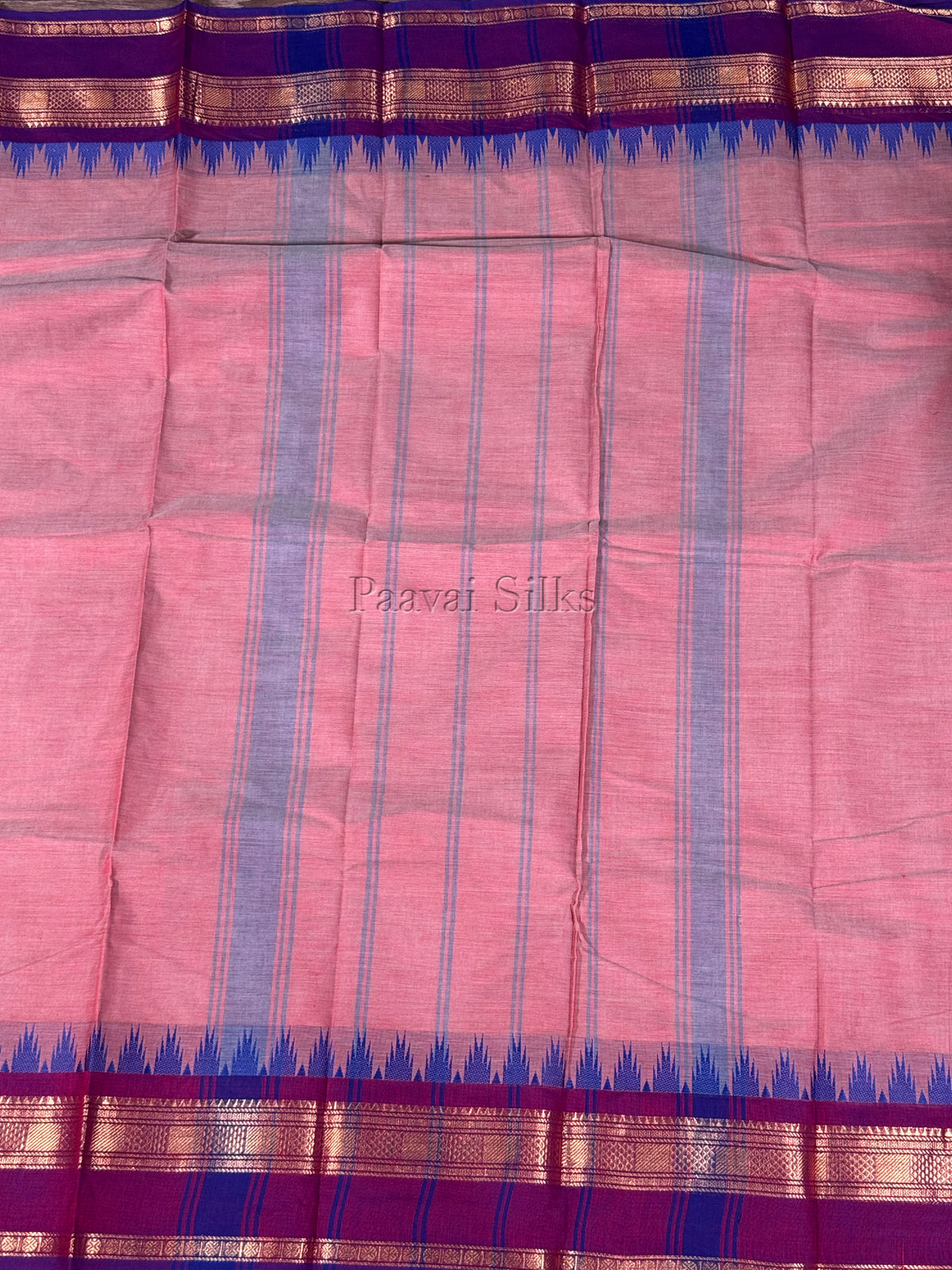 Dusty Rose Saree with Magenta & Purple Zari Border