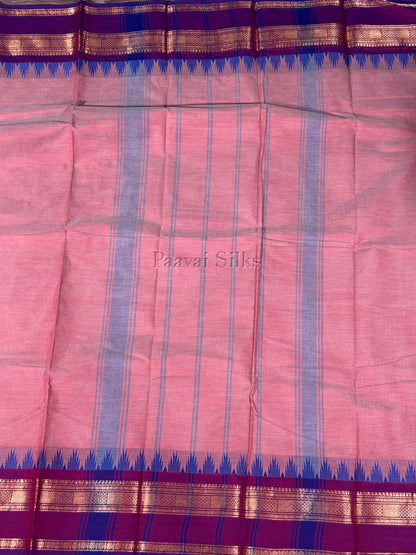 Dusty Rose Saree with Magenta & Purple Zari Border