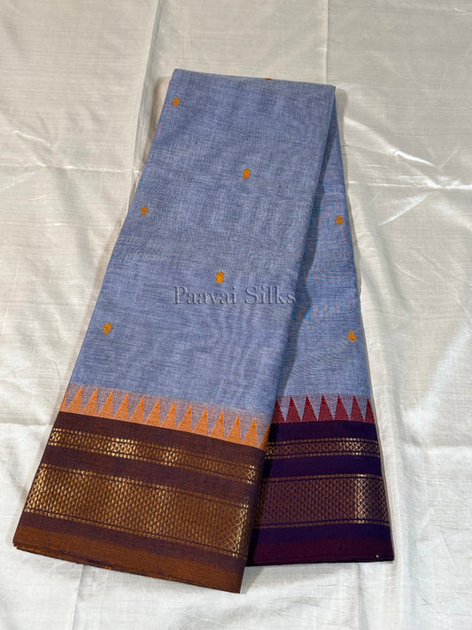 Greyish Blue Saree with ganga jamuna Border