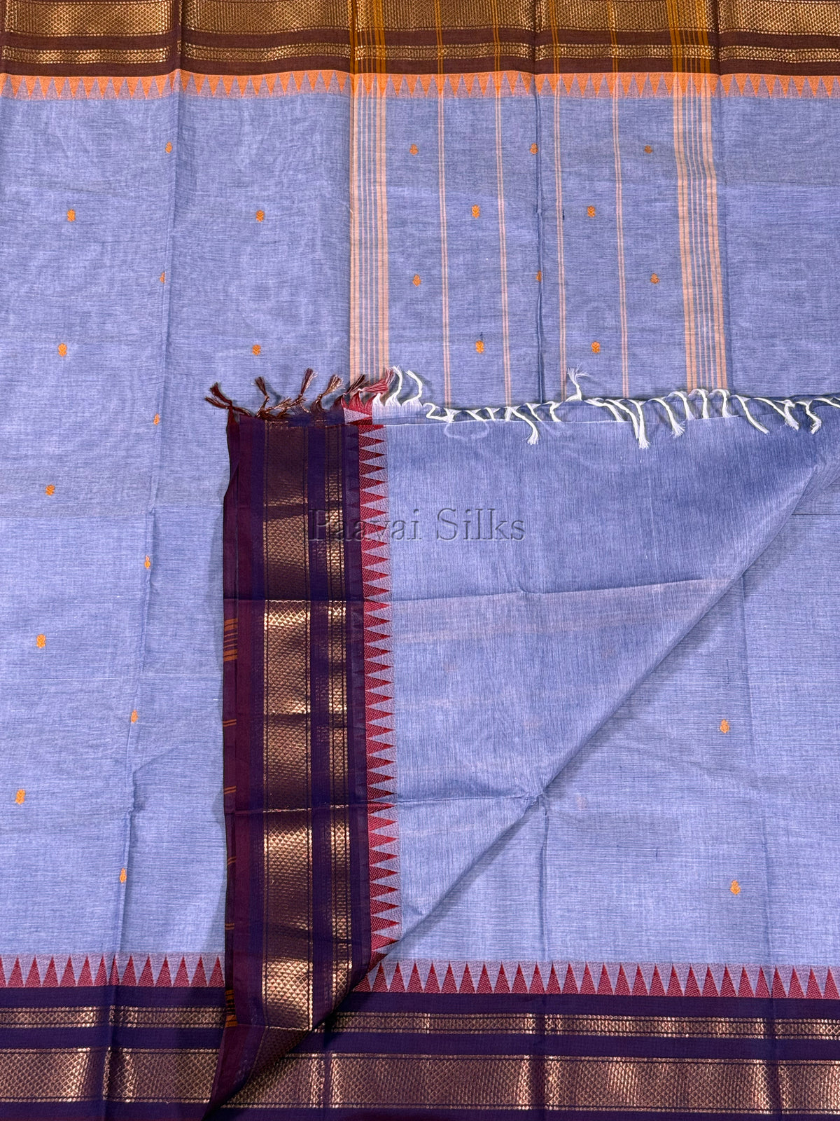 Greyish Blue Saree with ganga jamuna Border
