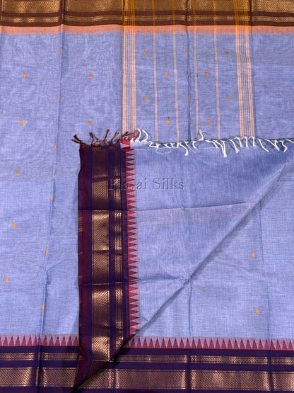 Greyish Blue Saree with ganga jamuna Border