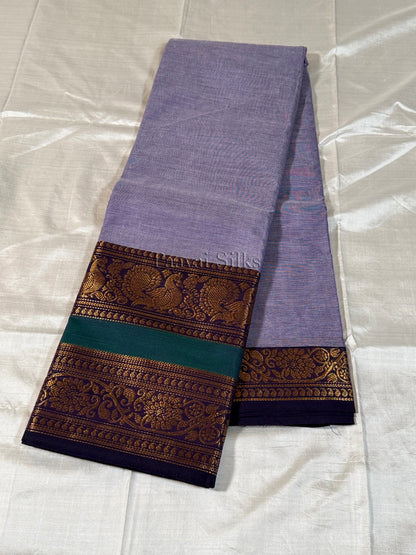 Lavender Saree with Deep Navy Border