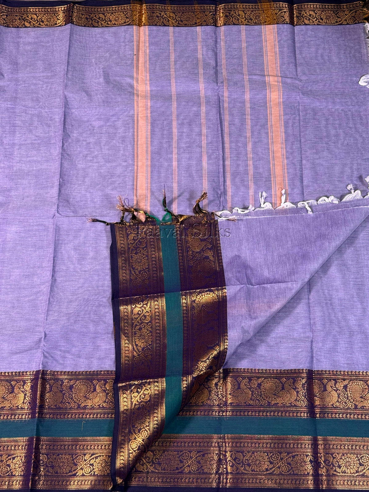 Lavender Saree with Deep Navy Border