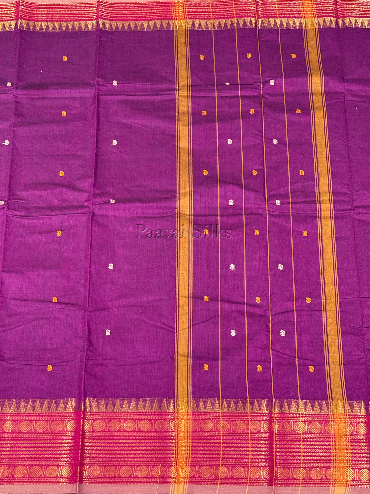 Deep Purple Saree with Rani Pink Gold Zari Border