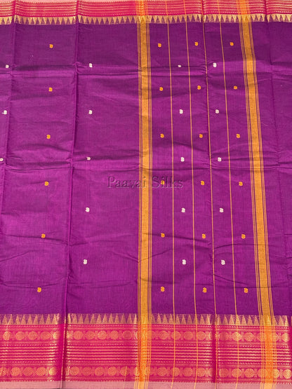Deep Purple Saree with Rani Pink Gold Zari Border