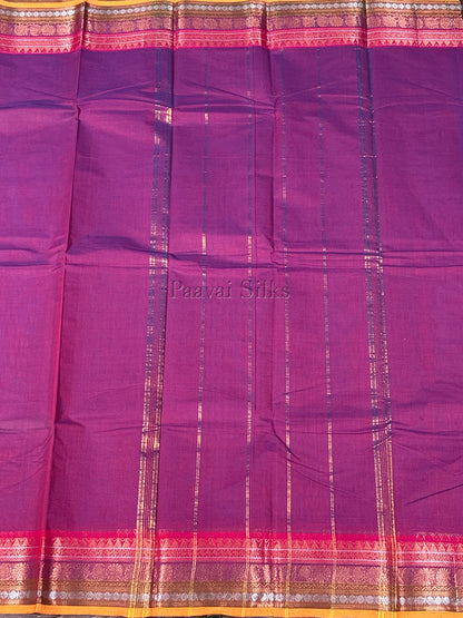Magenta Purple Saree with Rani Pink & Maroon Zari Border