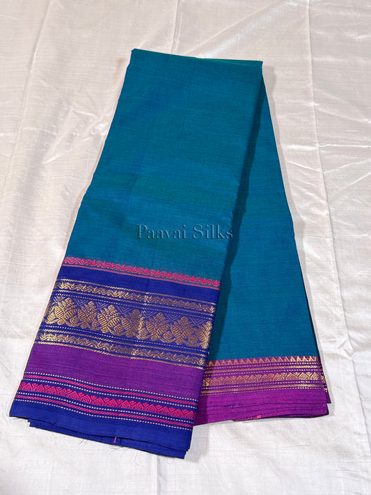 Double shade Blue Saree with Royal Blue & Purple Gold Zari Border