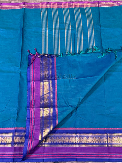 Double shade Blue Saree with Royal Blue & Purple Gold Zari Border