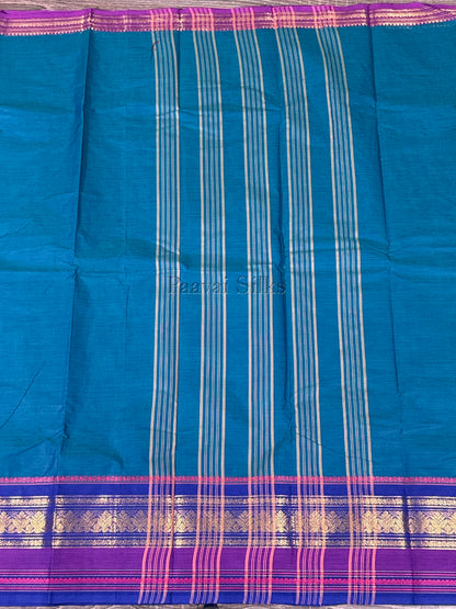 Double shade Blue Saree with Royal Blue & Purple Gold Zari Border