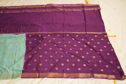 Aqua Blue & Purple Half and Half Saree with Rettapet Border