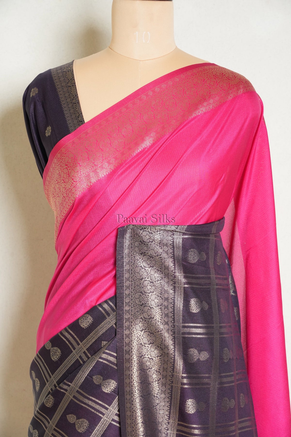 Magenta & Deep Purple Half and Half Saree