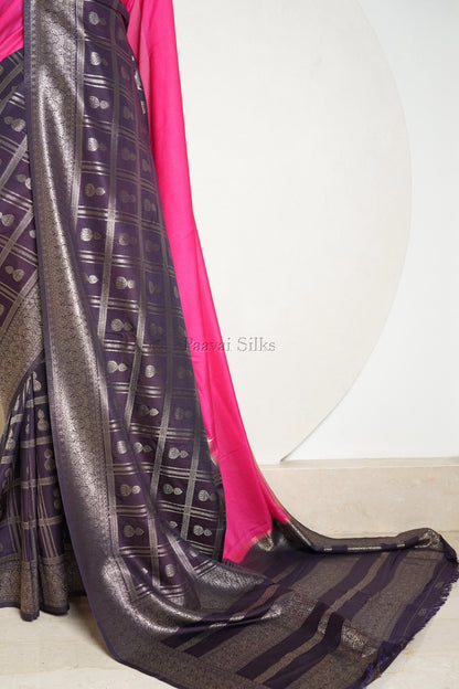 Magenta & Deep Purple Half and Half Saree