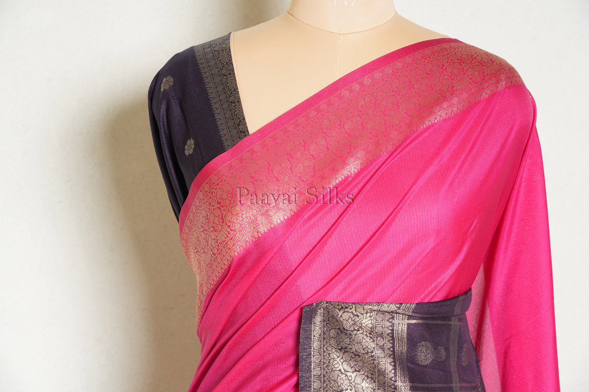 Magenta & Deep Purple Half and Half Saree