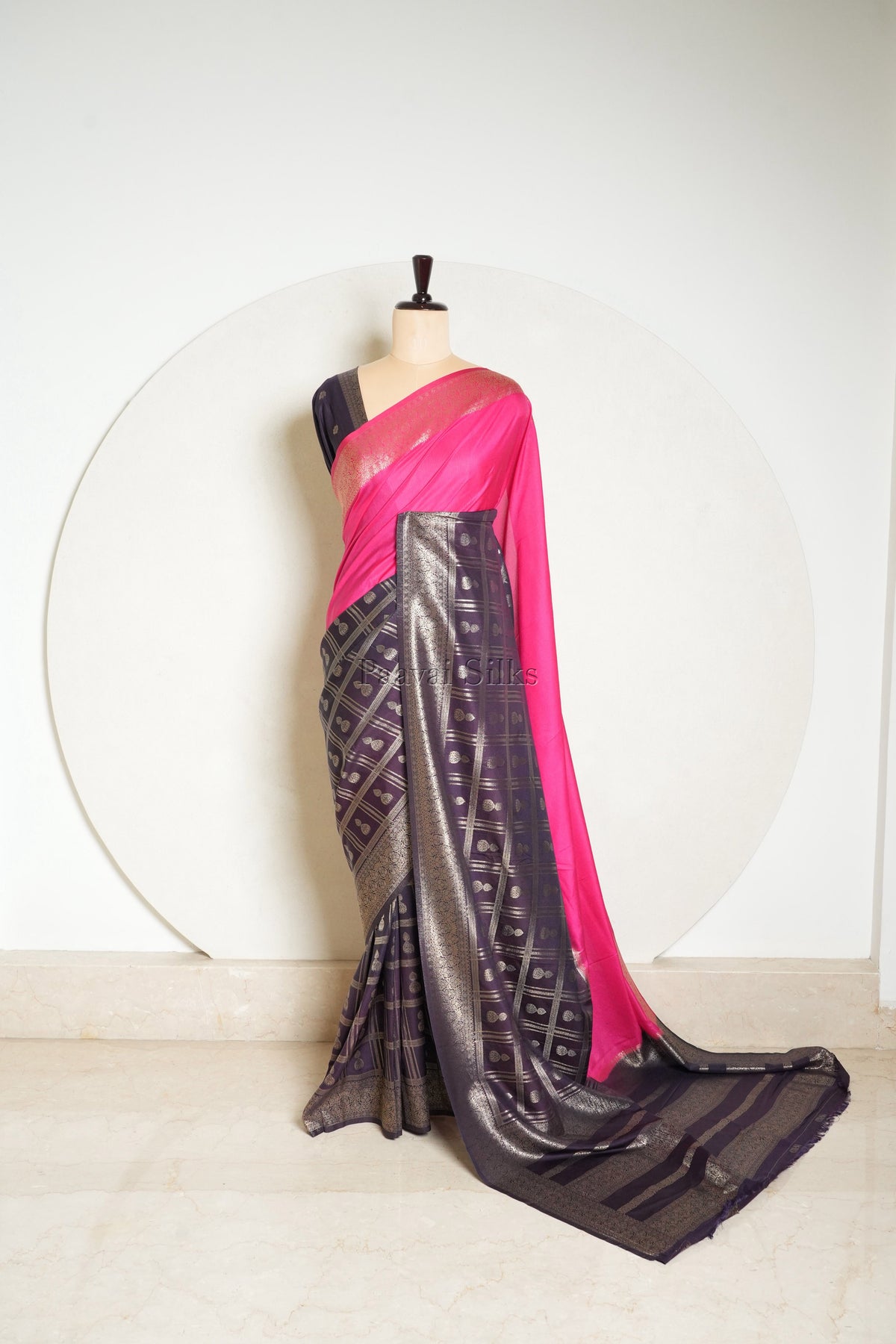 Magenta & Deep Purple Half and Half Saree
