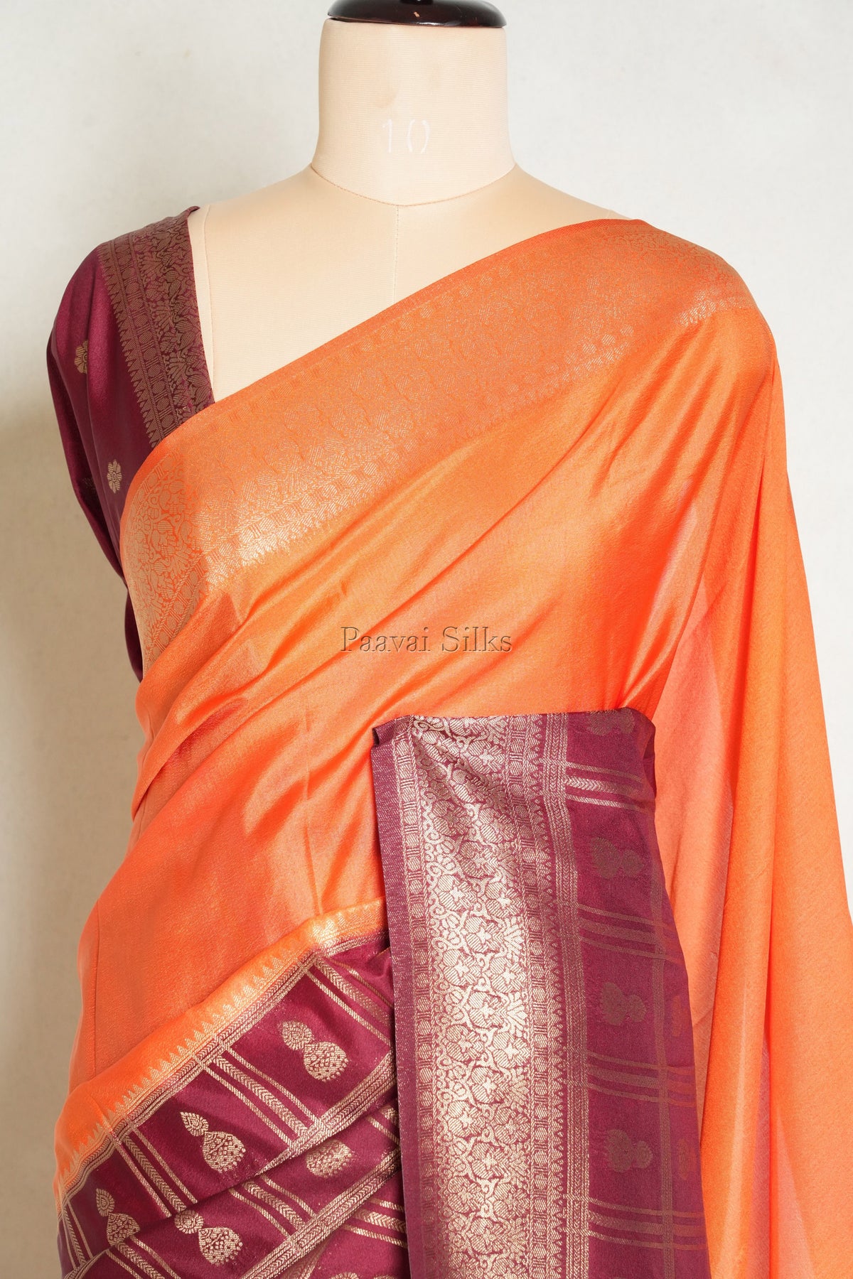 Orange & Maroon Half and Half Saree