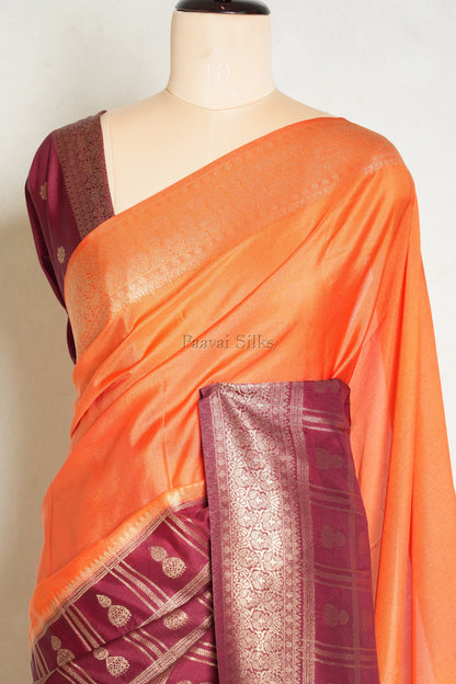 Orange & Maroon Half and Half Saree