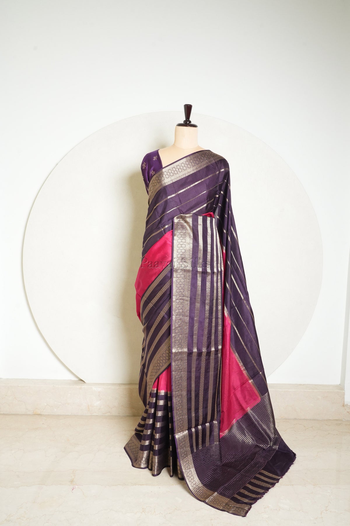 Magenta Saree with Deep Purple border