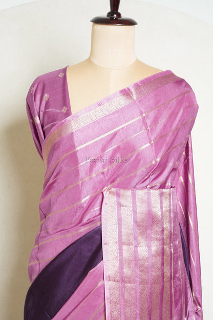 Mauve Pink Saree with Deep Purple Contrast border