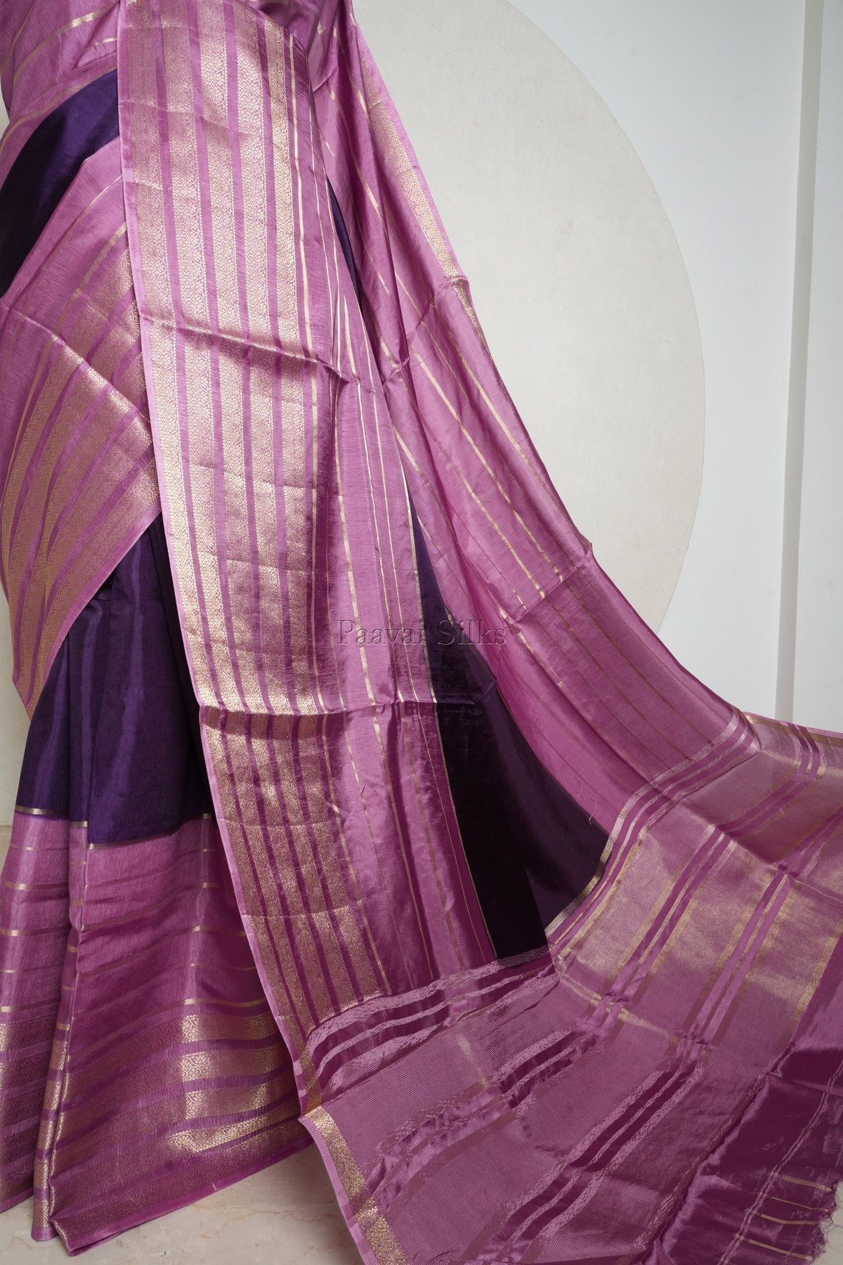 Mauve Pink Saree with Deep Purple Contrast border