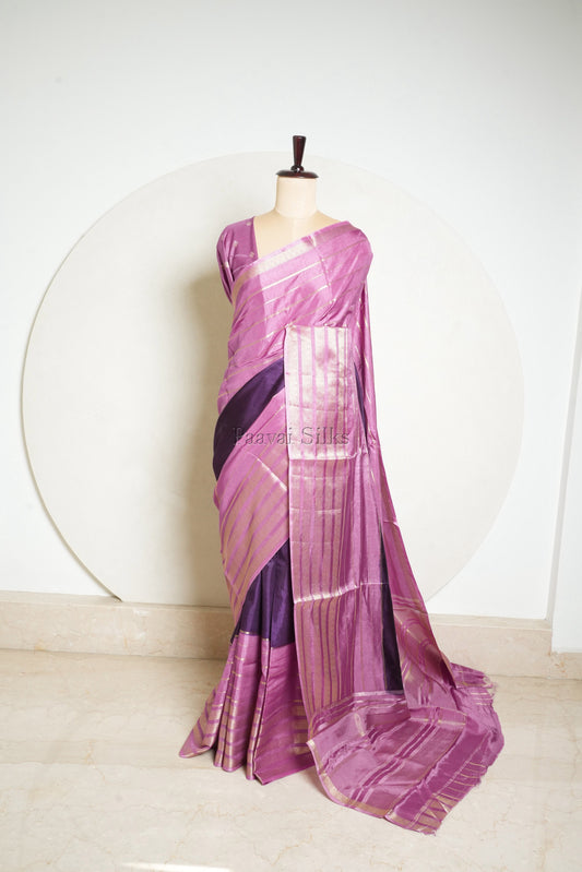Mauve Pink Saree with Deep Purple Contrast border