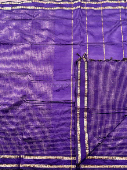 Deep Purple Muthu Kattam Cotton Saree with Rettapet Border