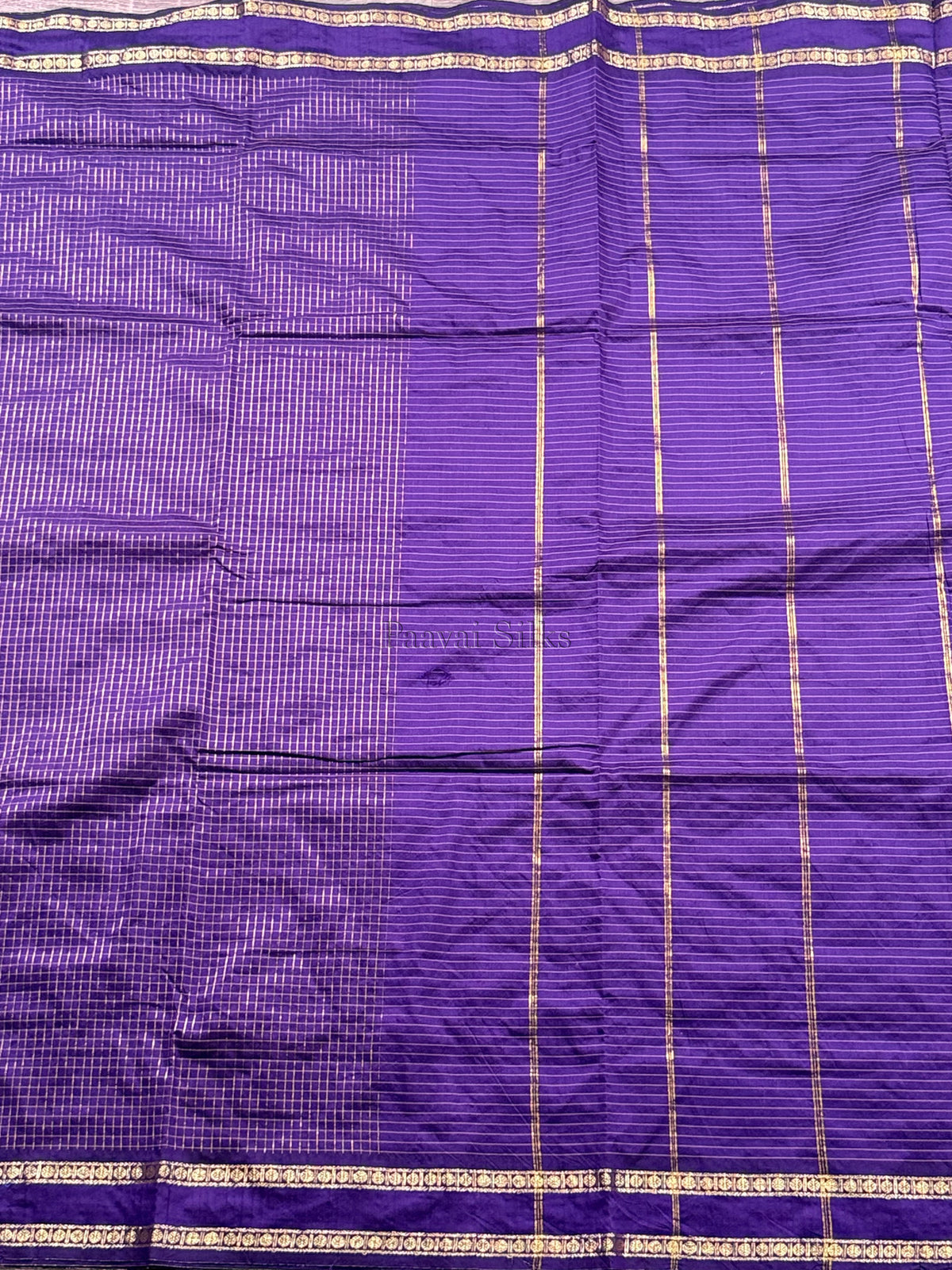 Deep Purple Muthu Kattam Cotton Saree with Rettapet Border