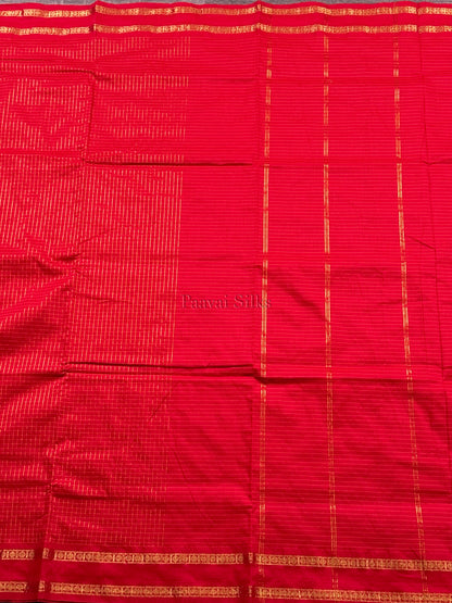 Chilly Red Muthu Kattam Cotton Saree with Rettapet Border