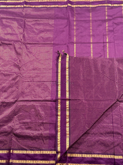 Wine Muthu Kattam Cotton Saree with Rettapet Border