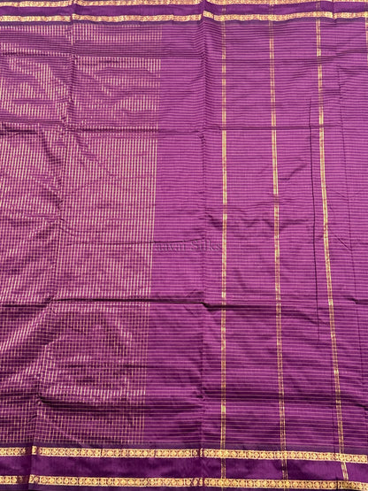 Wine Muthu Kattam Cotton Saree with Rettapet Border