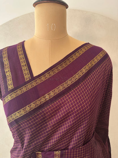 Wine Muthu Kattam Cotton Saree with Rettapet Border
