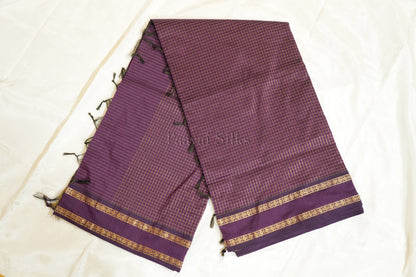 Wine Muthu Kattam Cotton Saree with Rettapet Border