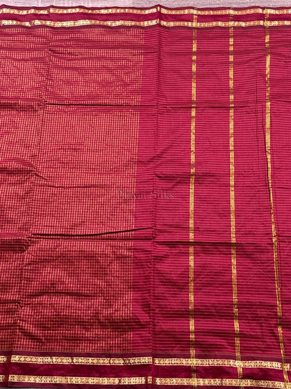 Maroon Muthu Kattam Cotton Saree with Rettapet Border