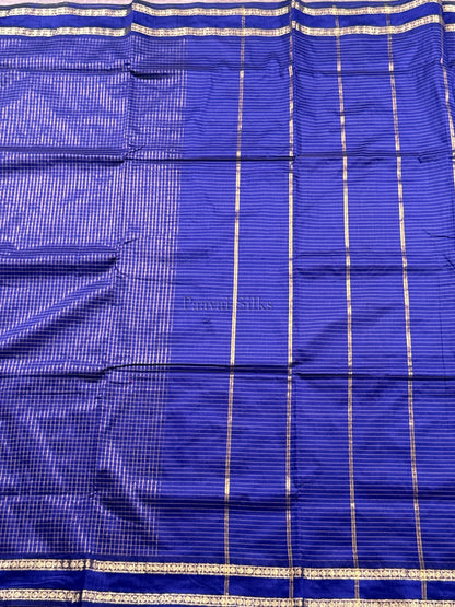 Royal Blue Muthu Kattam Cotton Saree with Rettapet Border